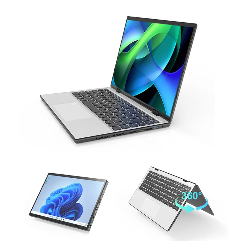 2024 New 360° Flip Laptop 2-in-1 Intel N95 Windows11 Touchable 14-inch HD 2.2K Screen Backlight Keyboard 16GB RAM 1TB SSD Pad PC